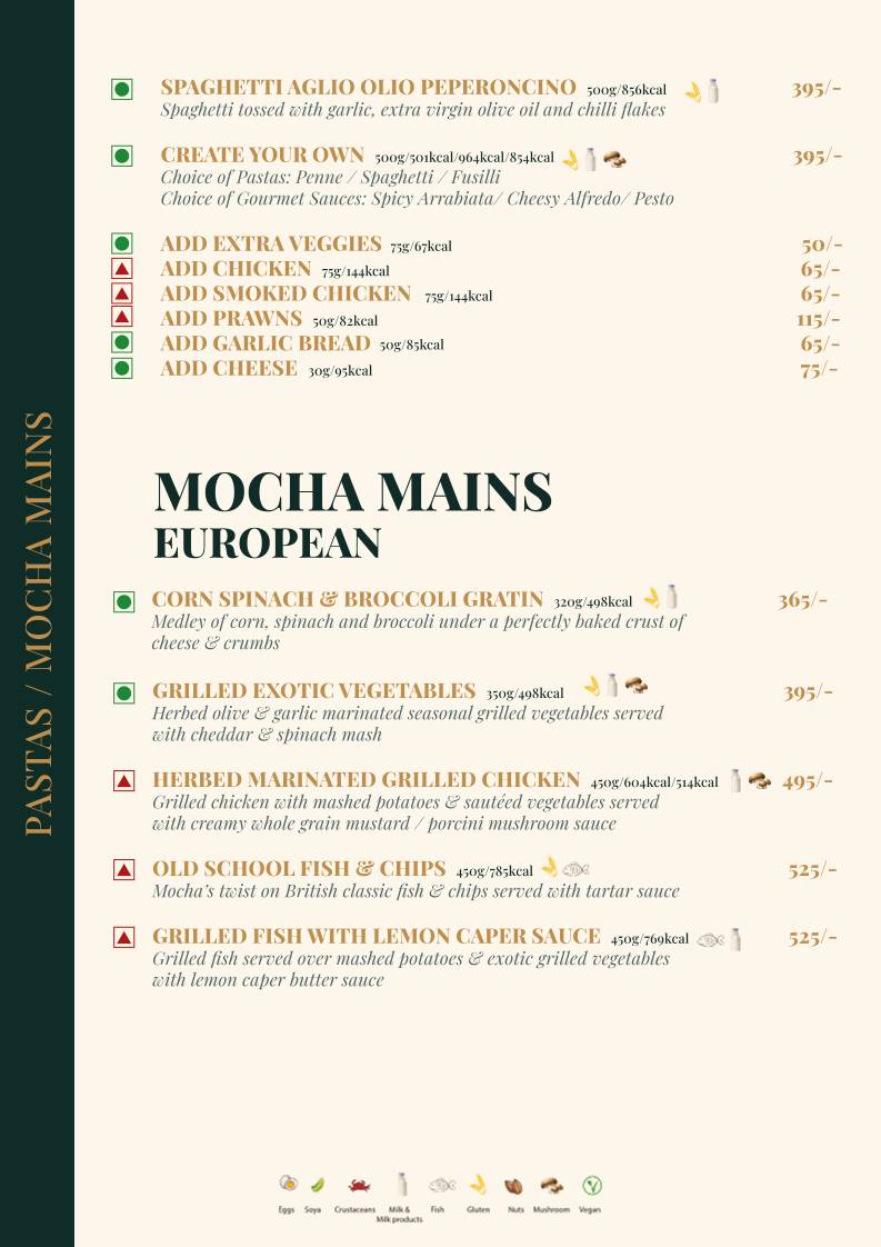 Mocha Udaipur menu