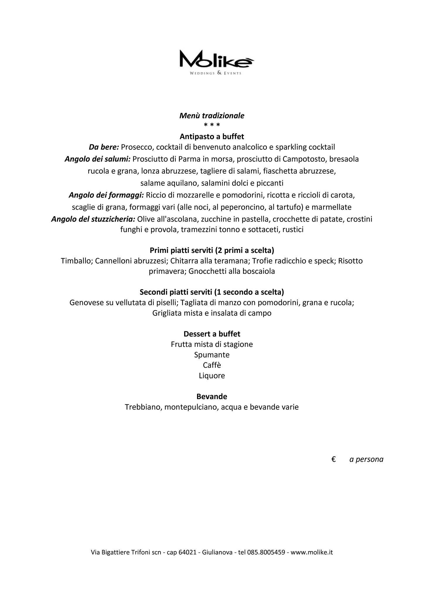 Menu di Molikè 