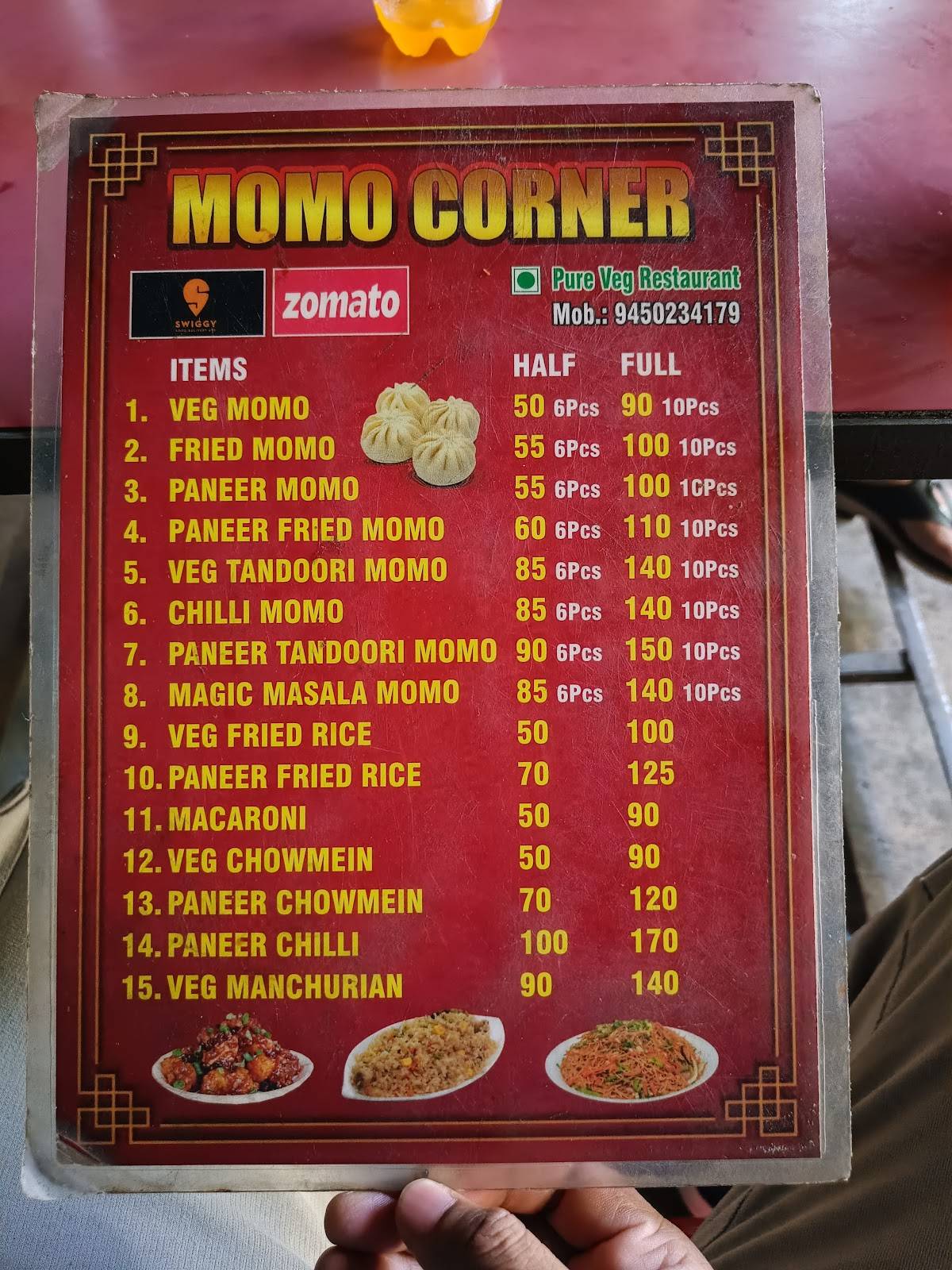 Momo Corner menu