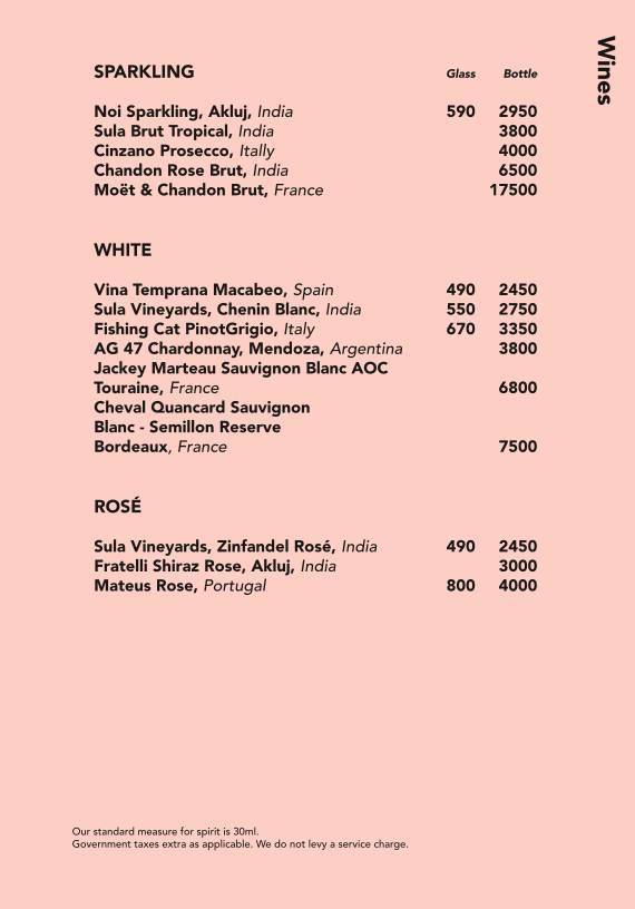 Monkey Bar menu