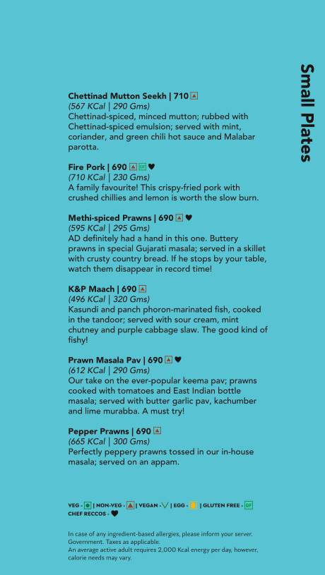 Monkey Bar menu