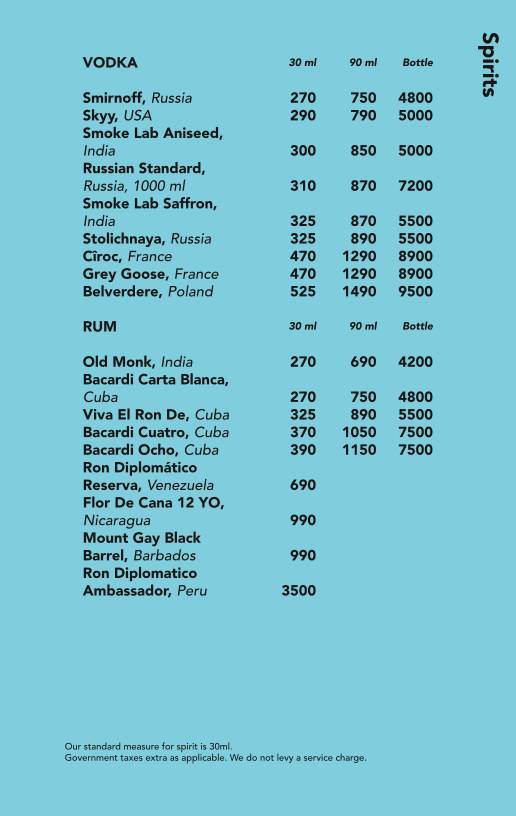 Monkey Bar menu