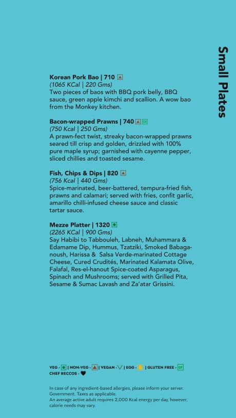 Monkey Bar menu