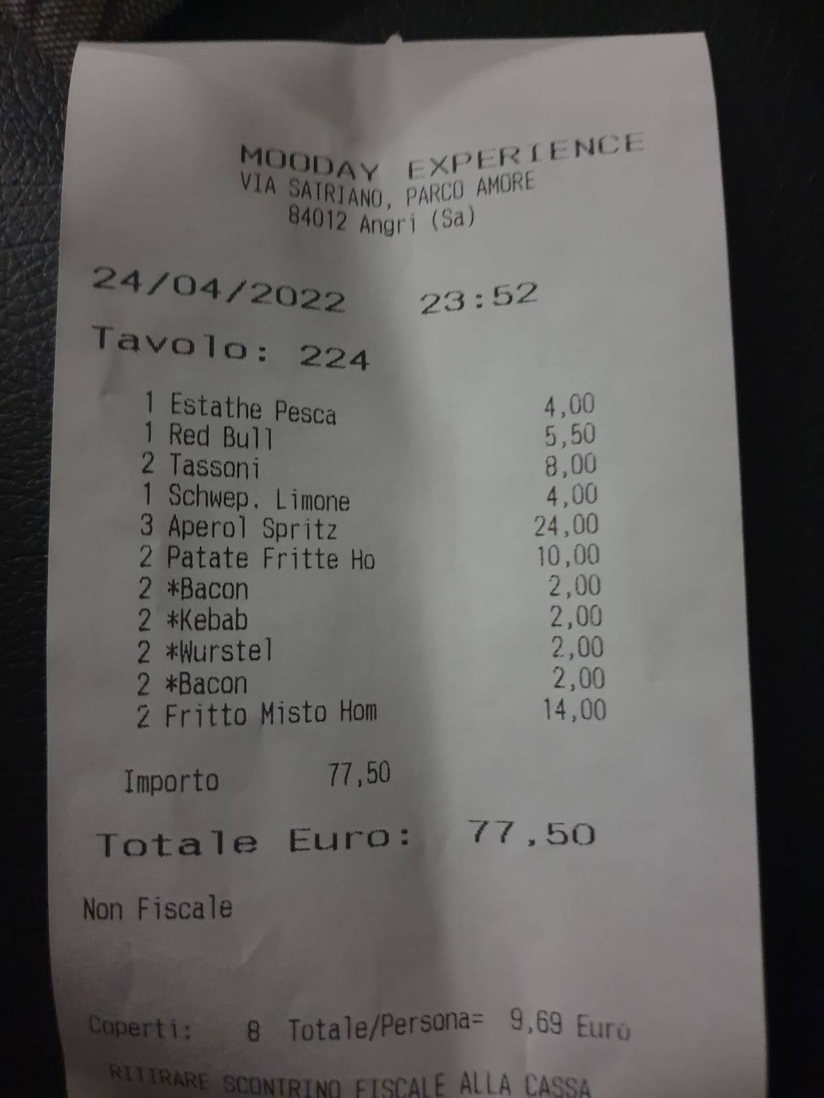 Menu di Mooday Experience 