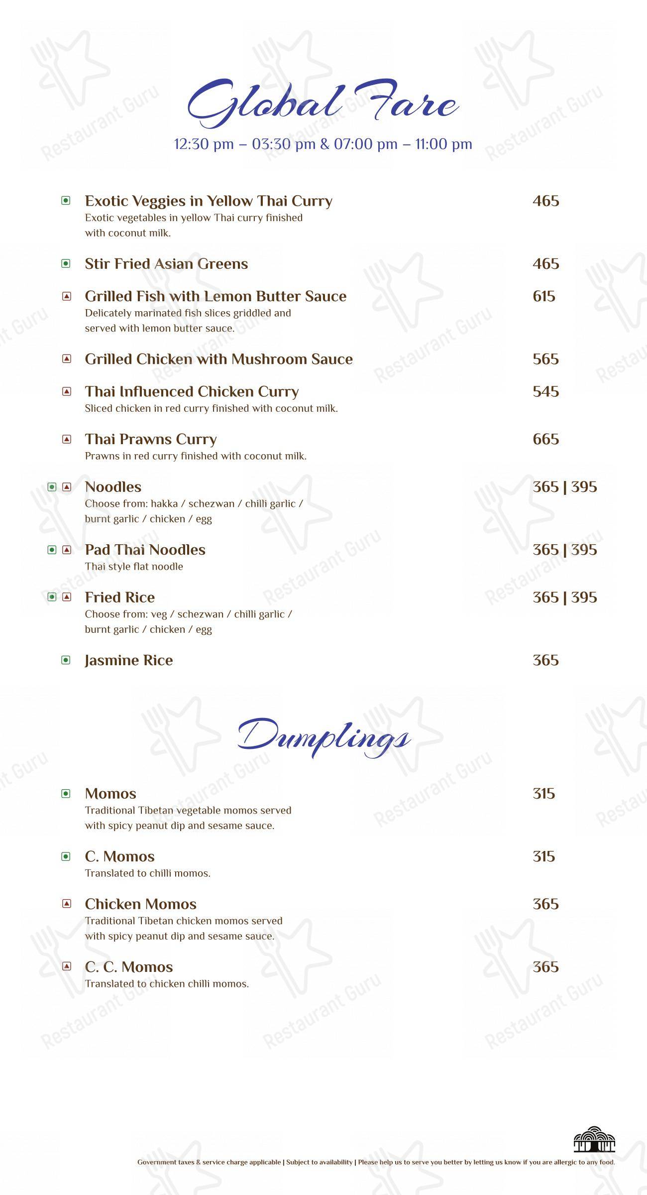 Menu bar for the Moon Tree Cafe cafe