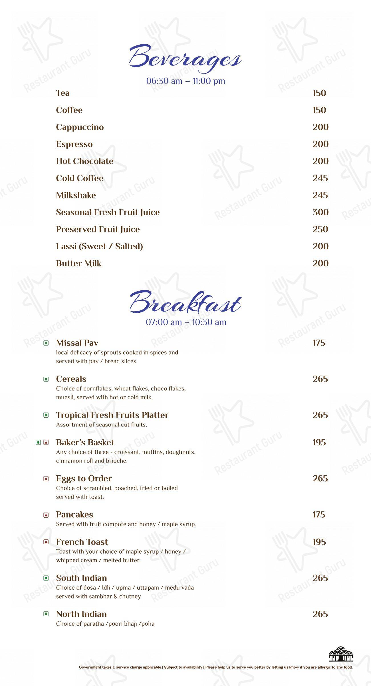 Menu bar for the Moon Tree Cafe cafe