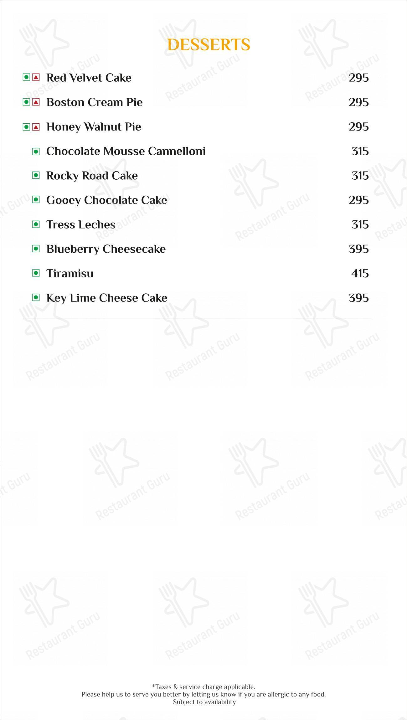 Menu for the Moon Tree Cafe cafe