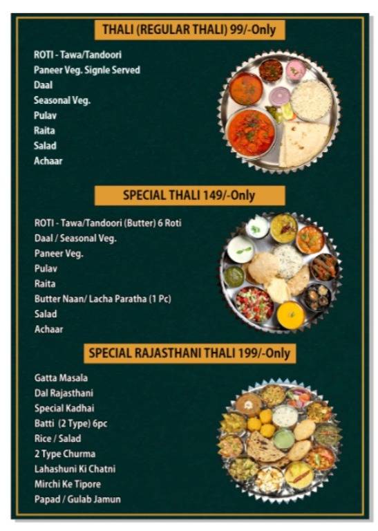 Mr . Thali king restaurant menu