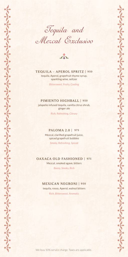 La Loca Maria menu