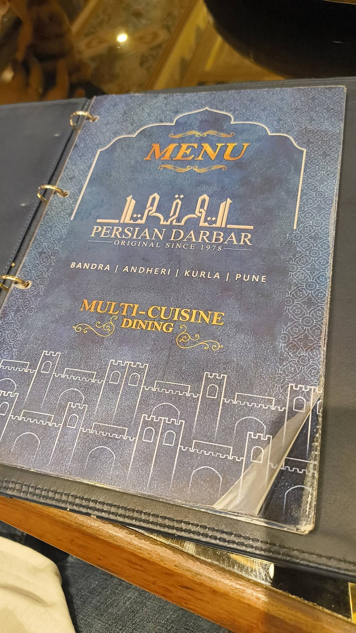 Persian Darbar menu