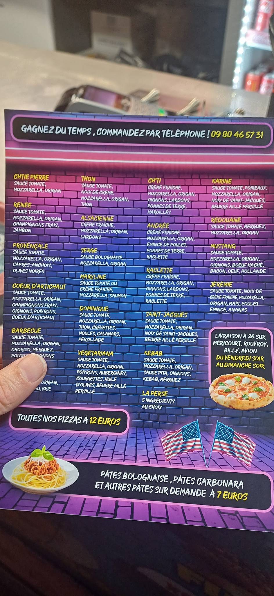Menu de Mustang burger