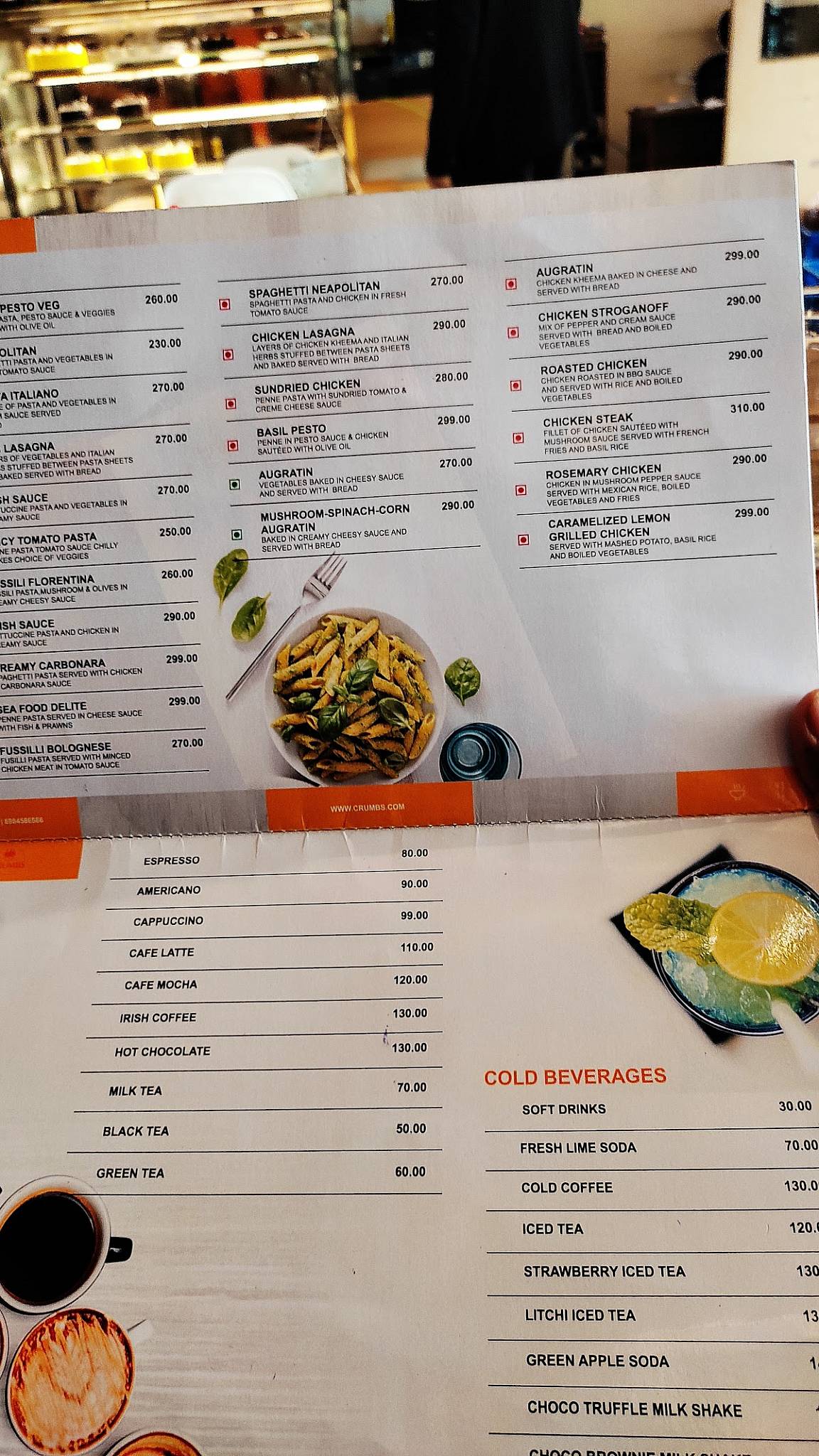 Crumbs menu