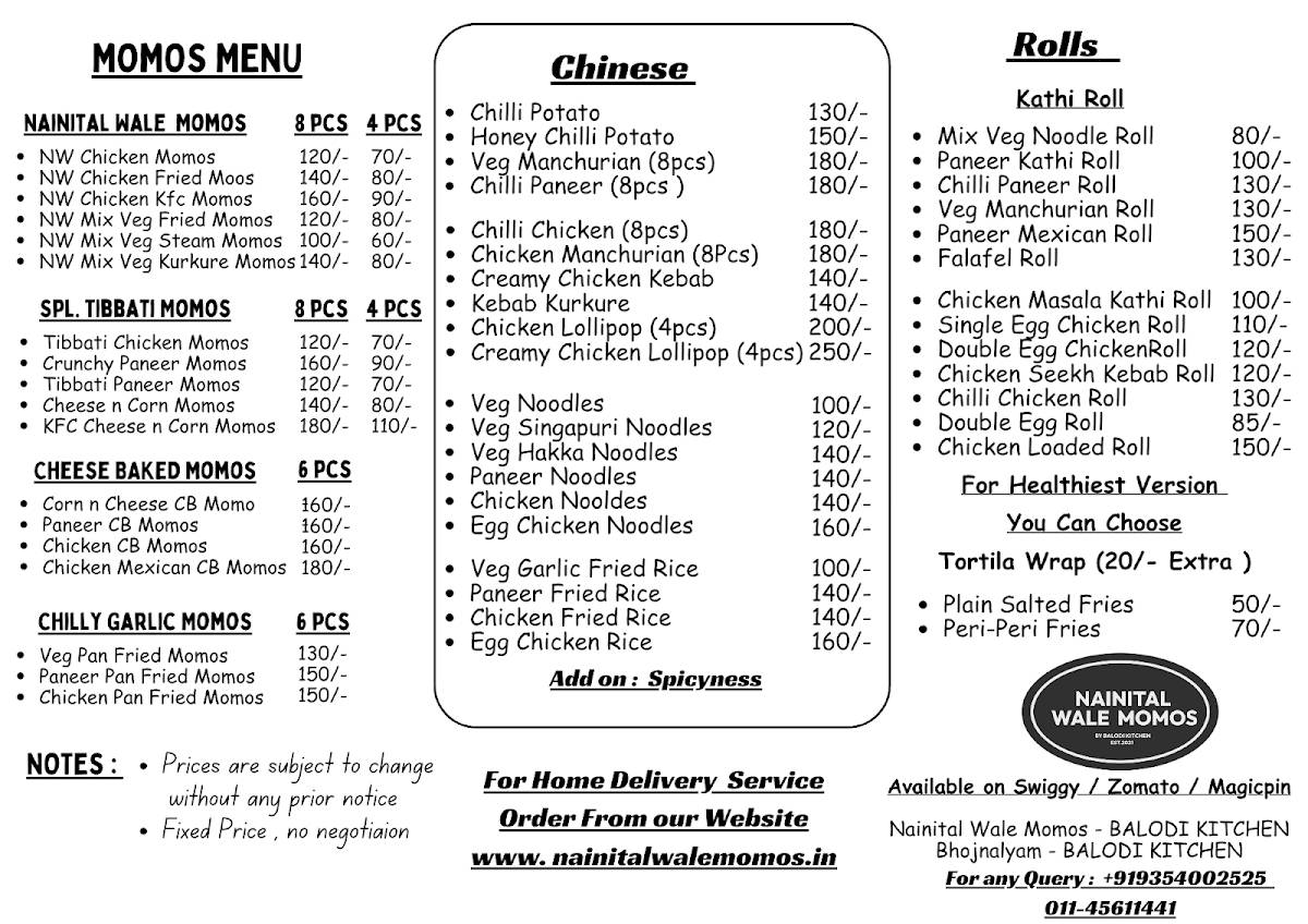 NAINITAL WALE MOMOS menu
