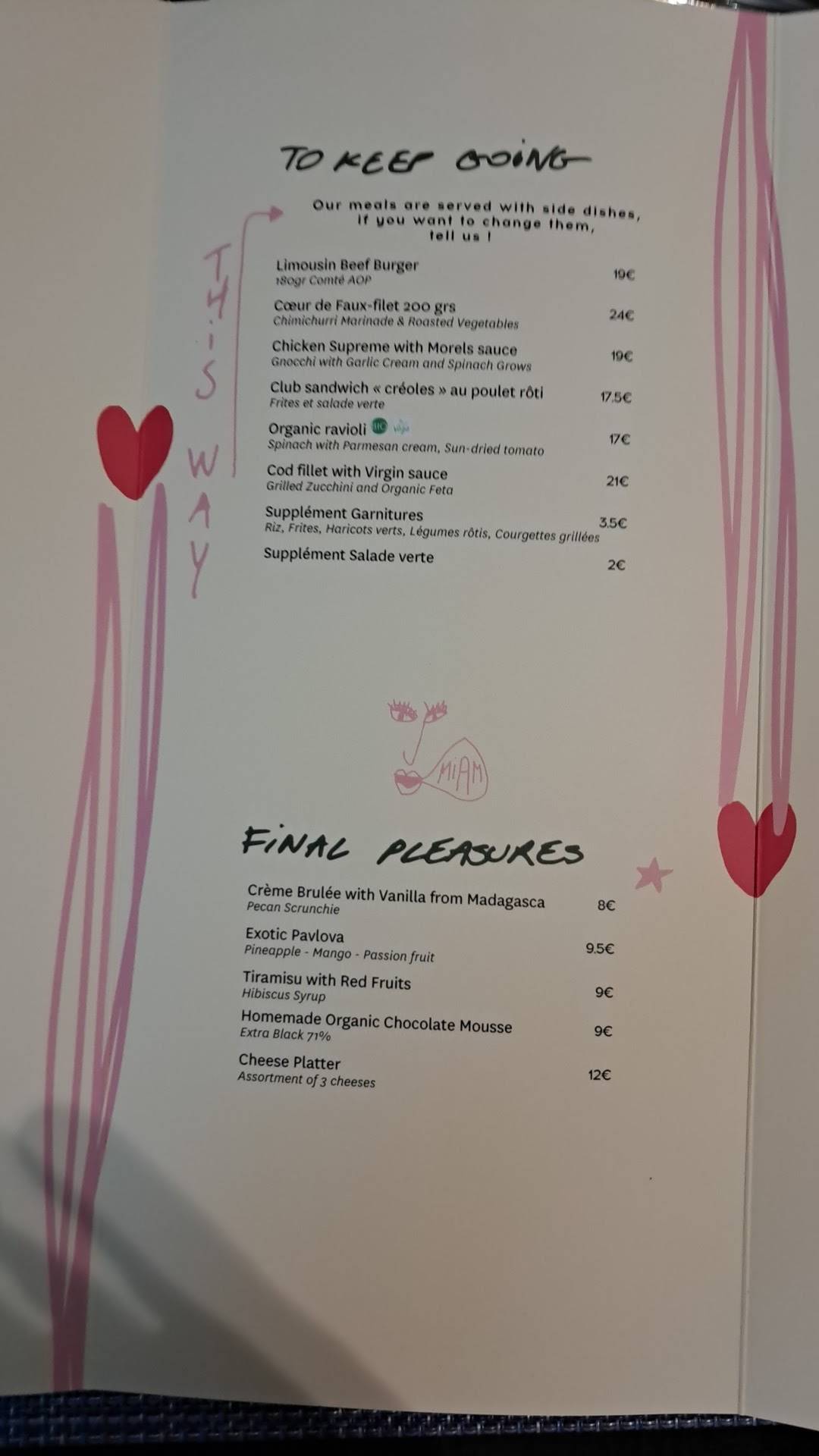 Menu de NOVOTEL CAFE