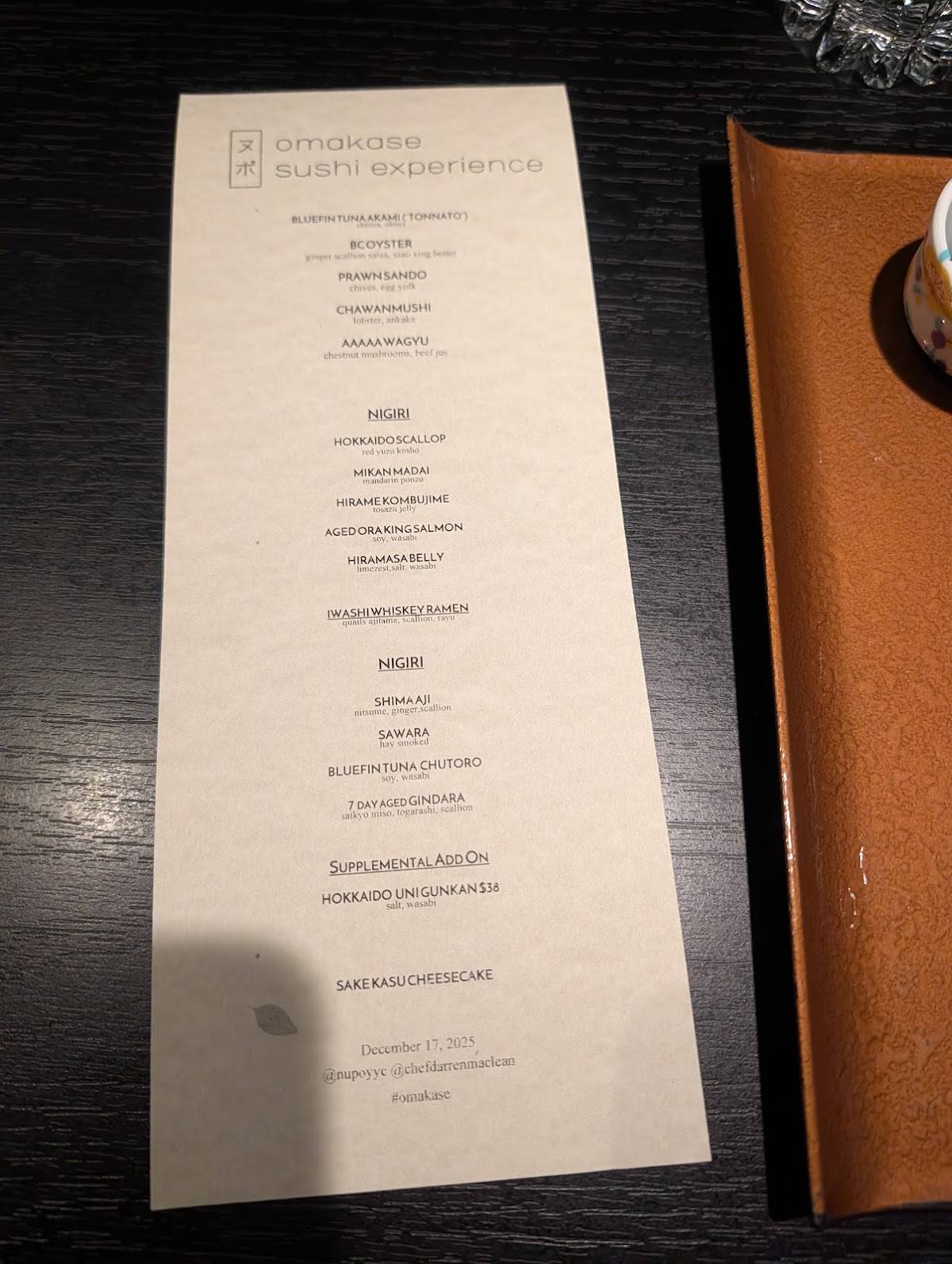 Menu de NUPO