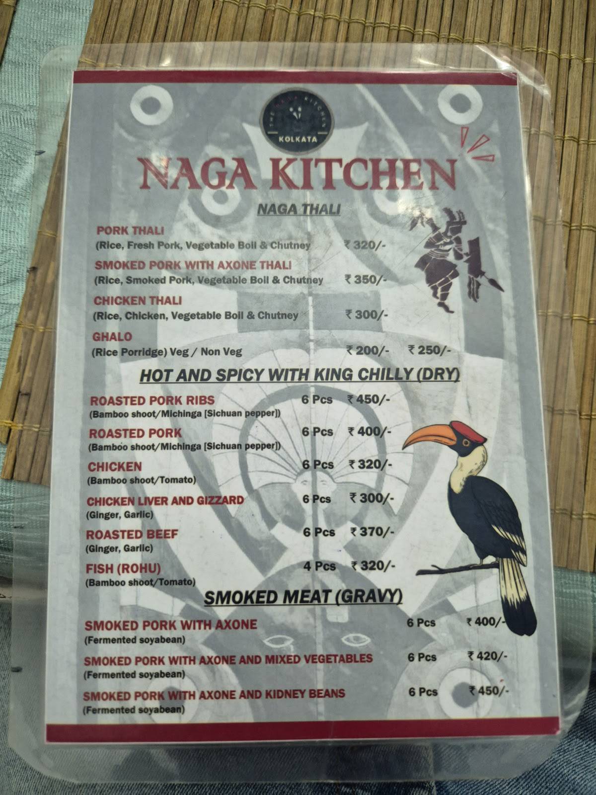 Naga kitchen menu