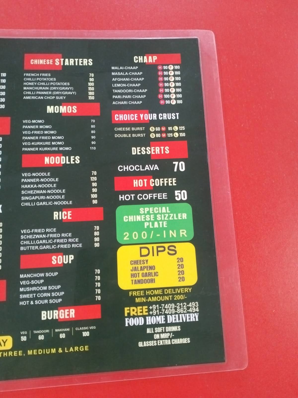Pizza bites menu
