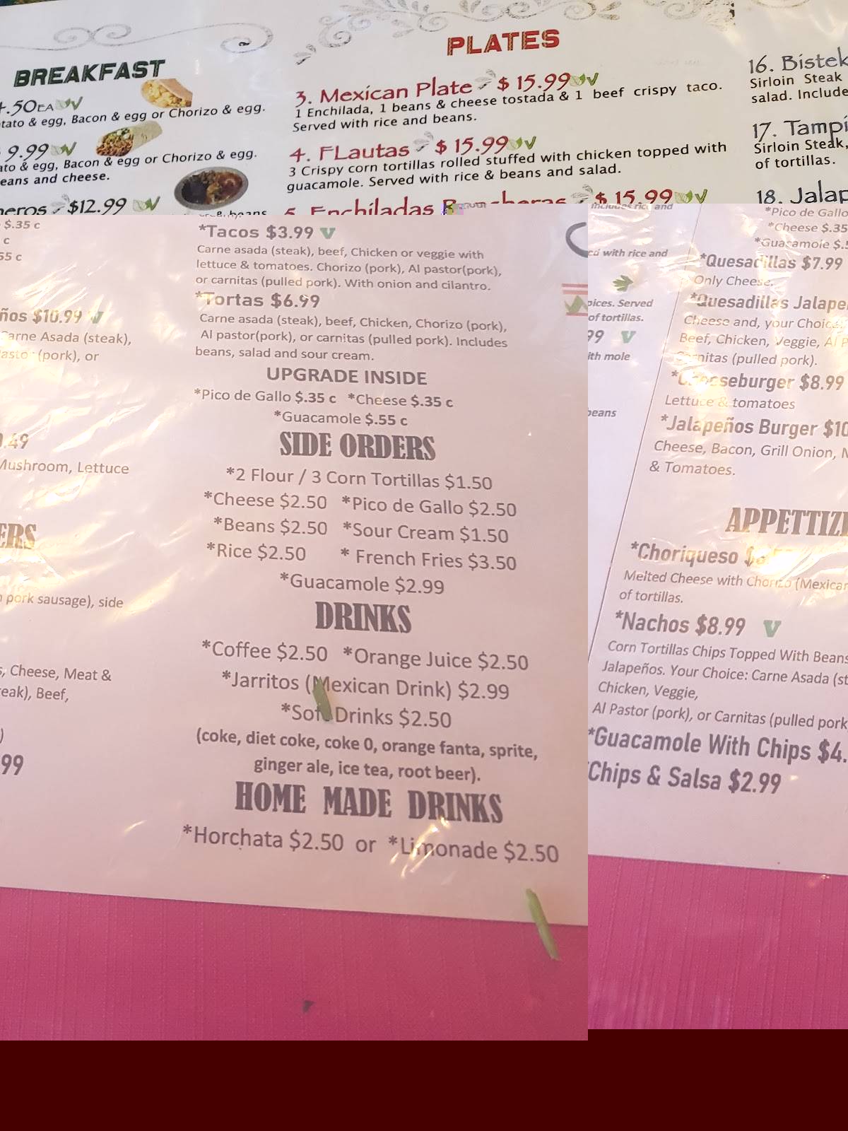 Menu at Jalapeños Mexican Food restaurant, Nanaimo