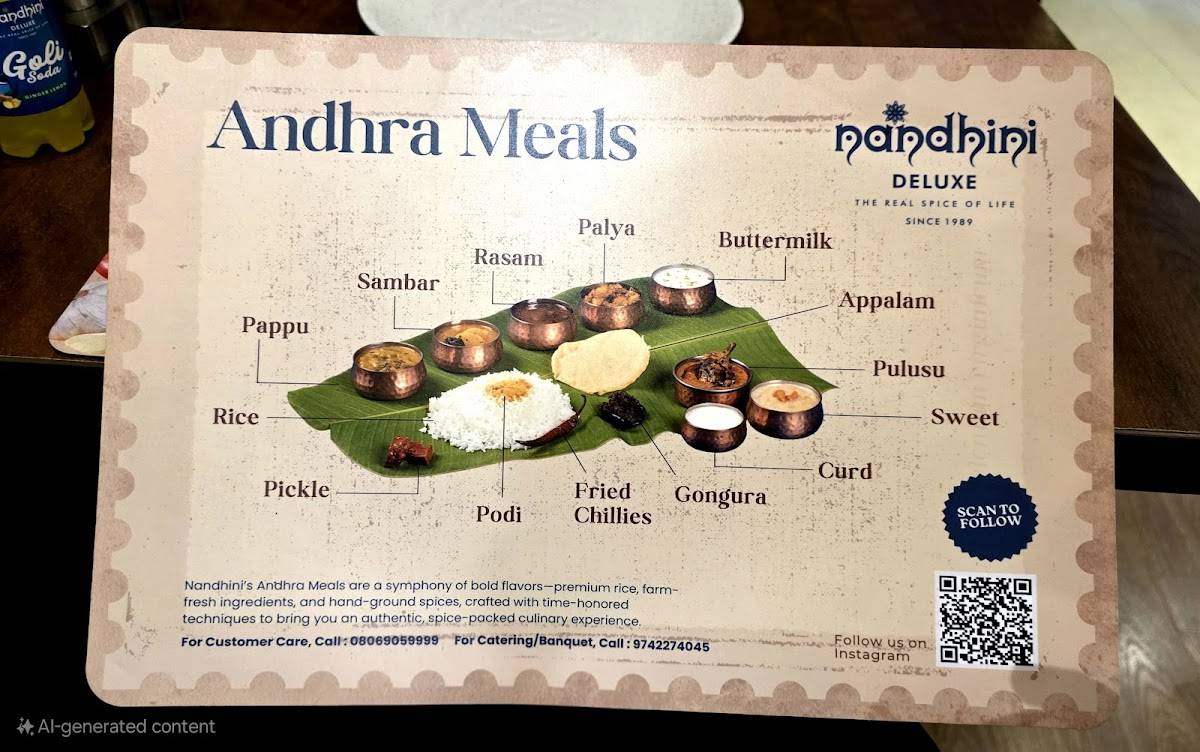 Nandhini Deluxe - Andhra Restaurant - Banashankari menu