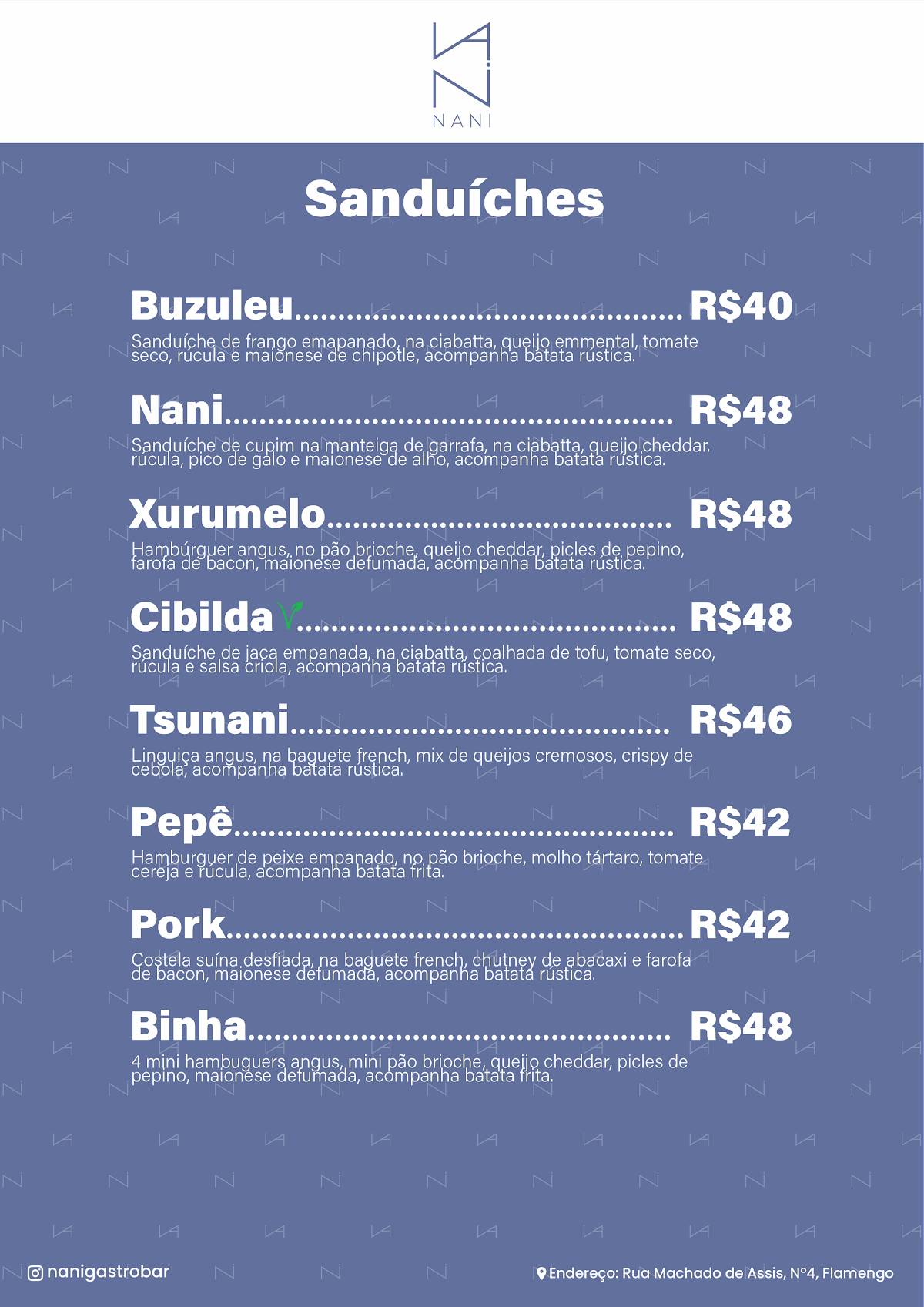 Nani Gastrobar cardápio