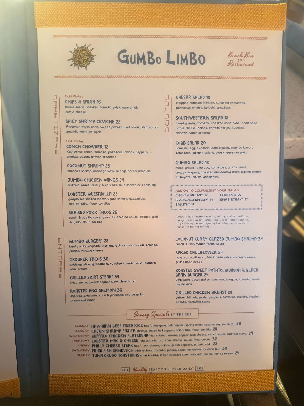 Gumbo Limbo Restaurant Menu - pz41ihm