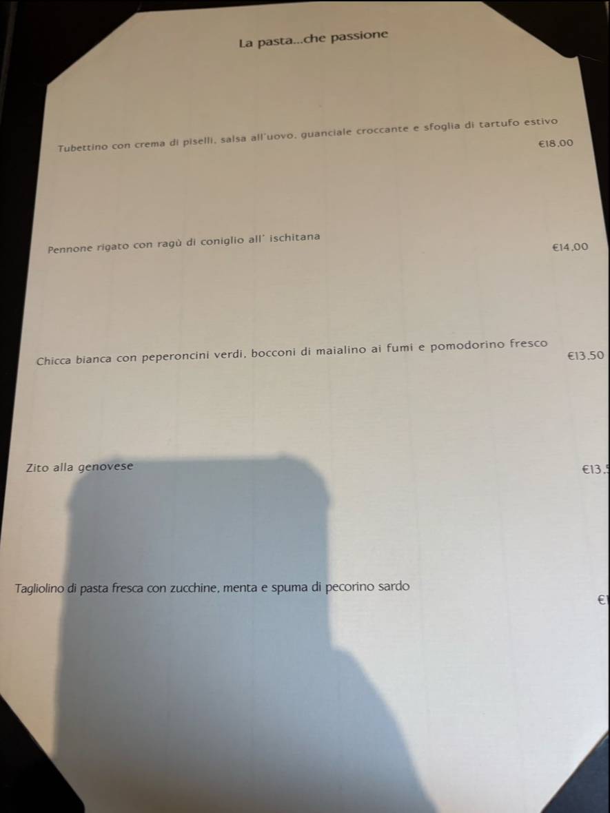 Menu di Tavernetta Colauri 