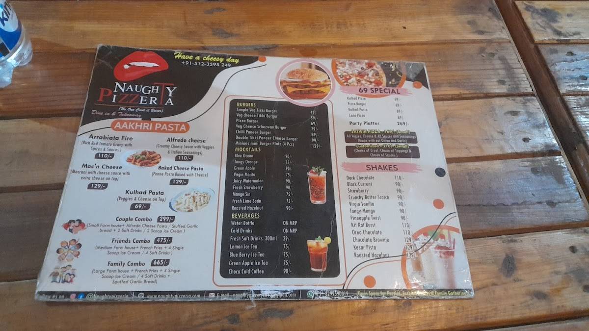 Naughty Pizzeria menu