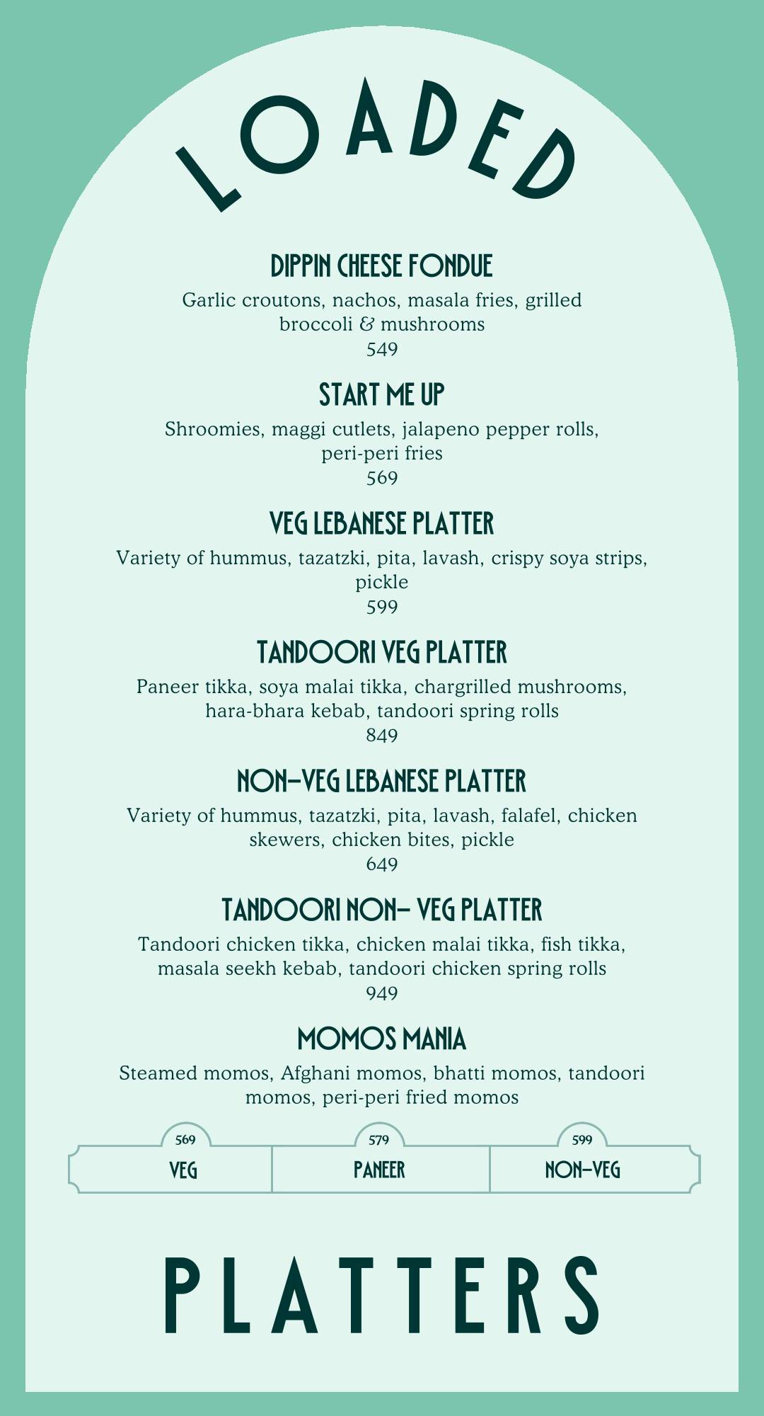 FO- Food Overloded menu