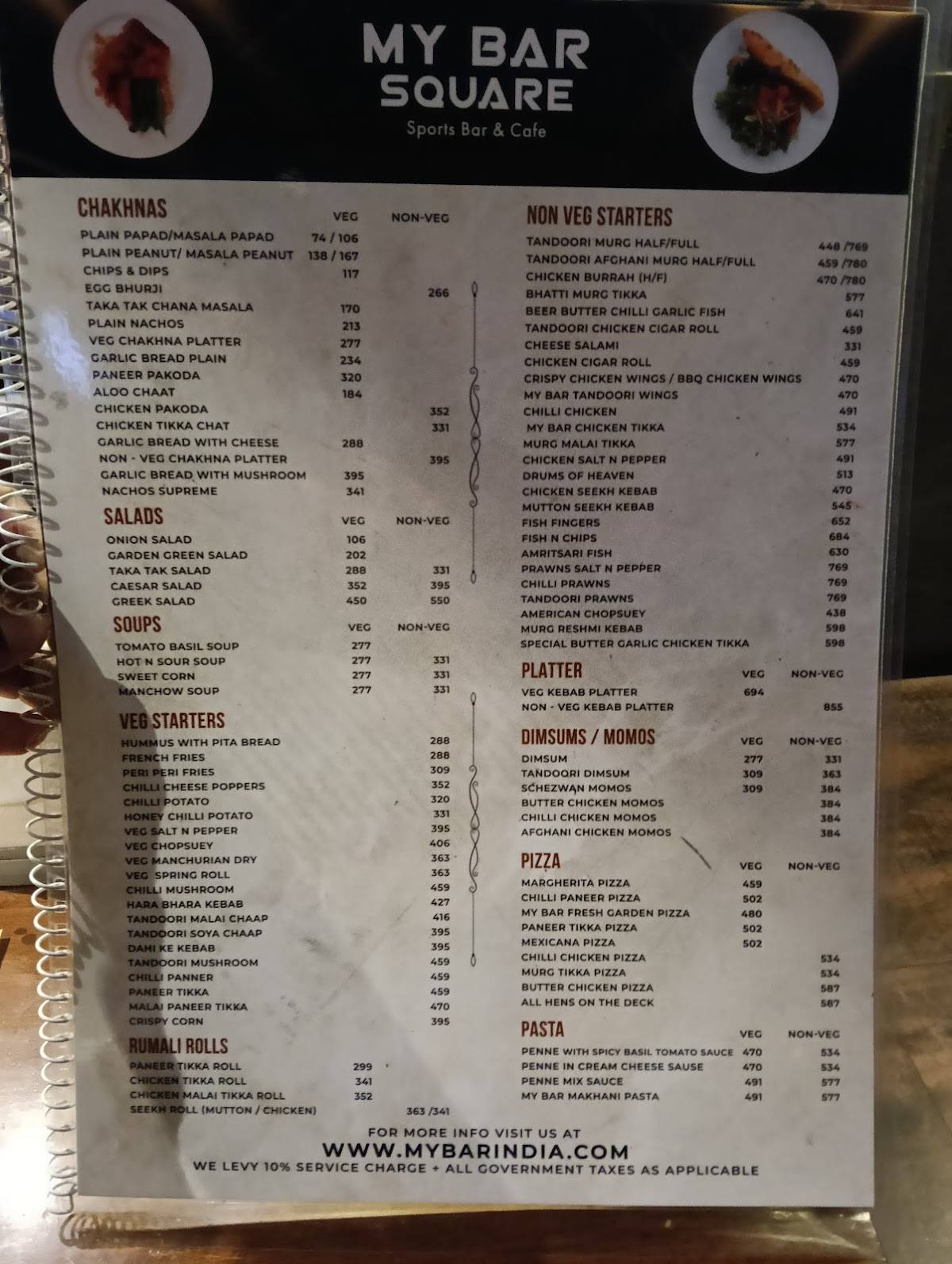 My Bar Square menu