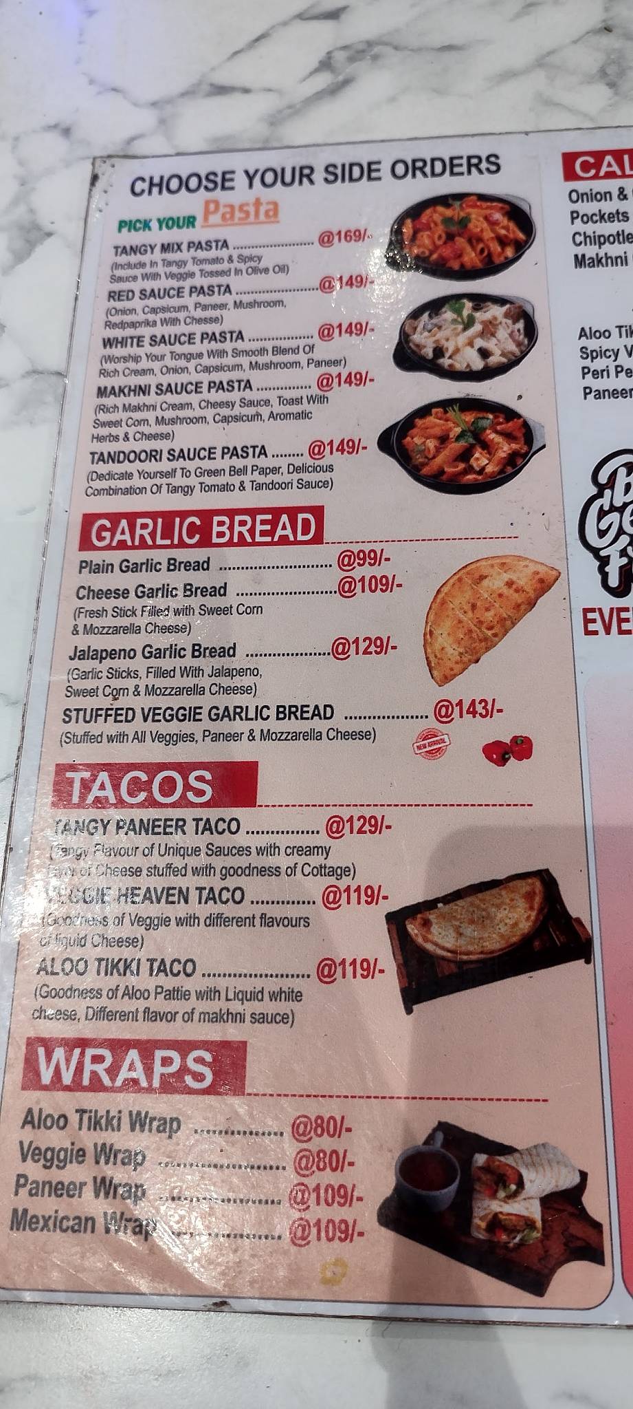 Pizza Galleria Patel Nagar menu