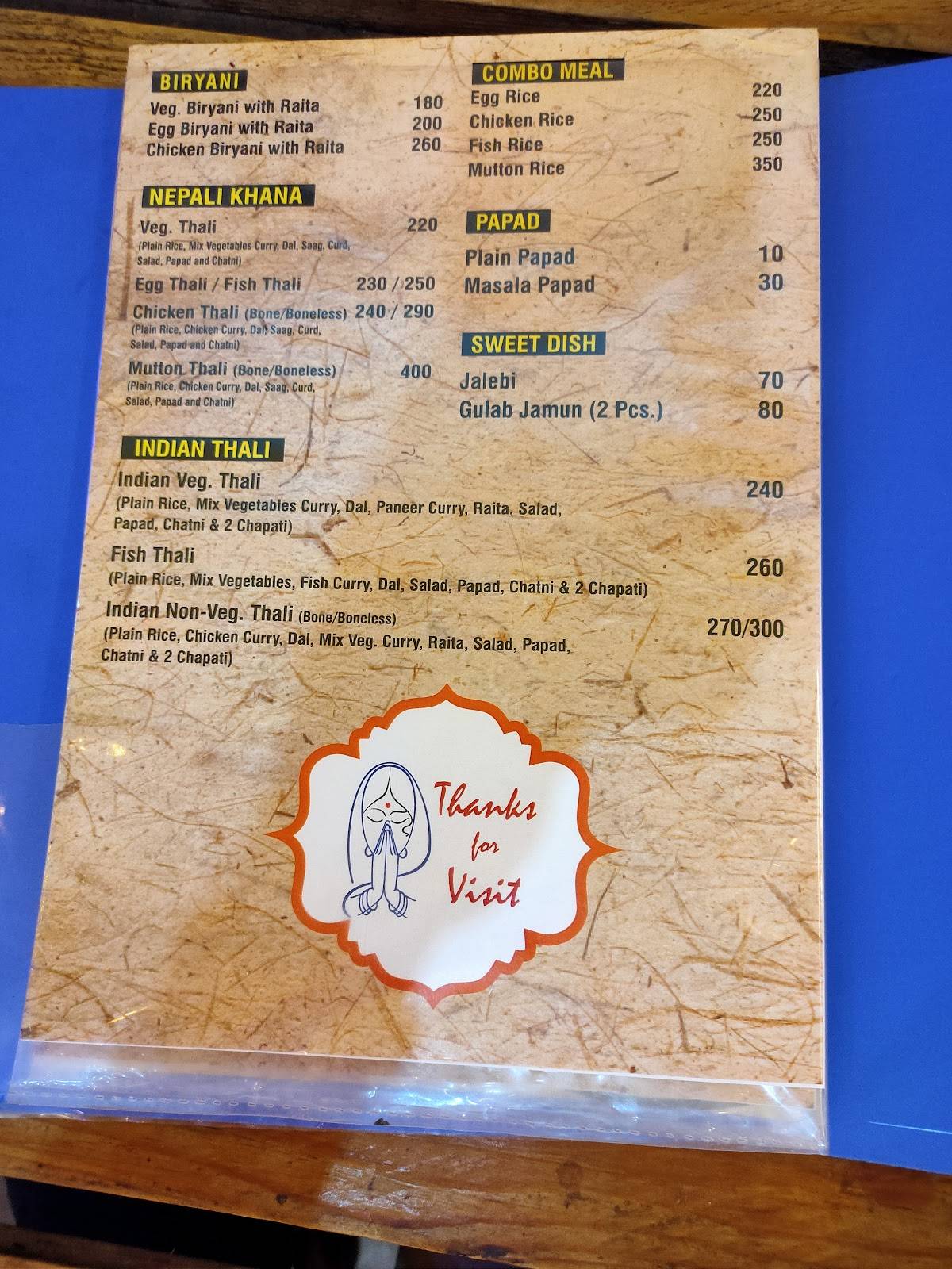 Sababa cafe menu