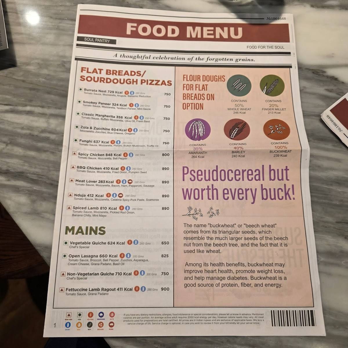 Soul Pantry - Andaz Delhi menu