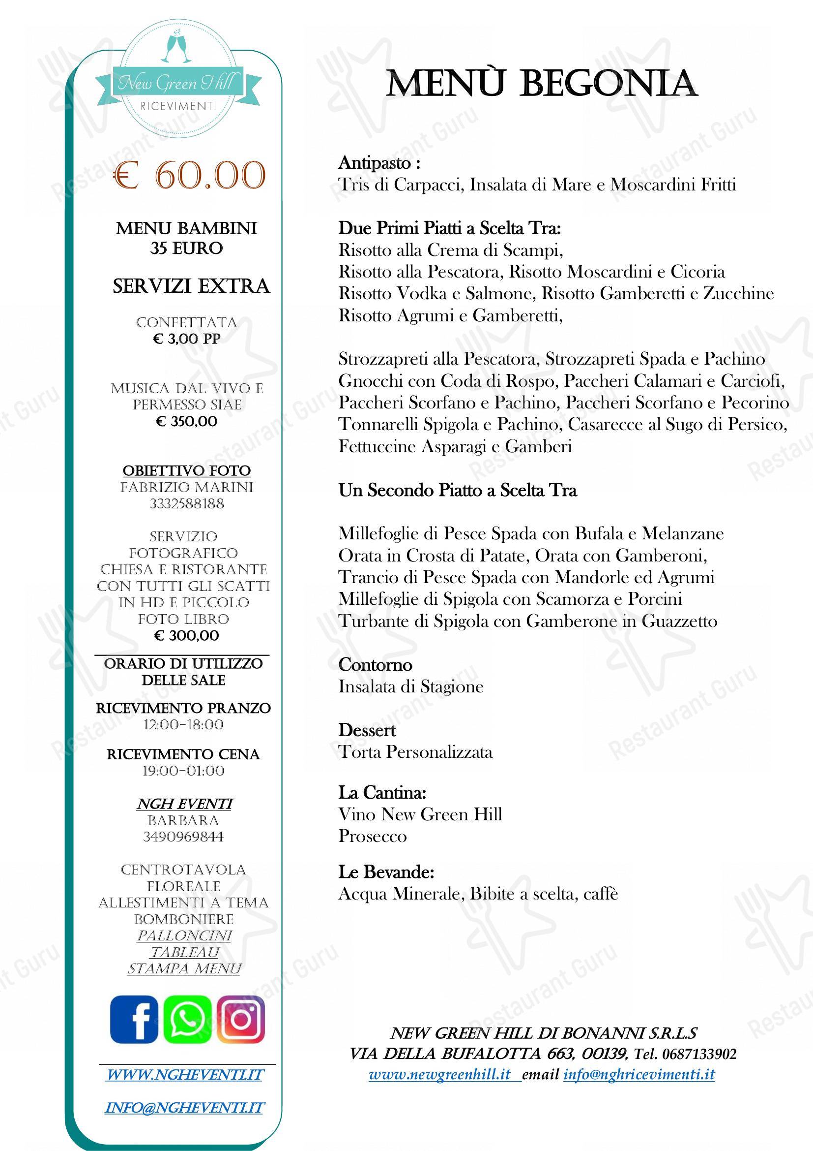 Menu di Ristorante New Green Hill - Детское