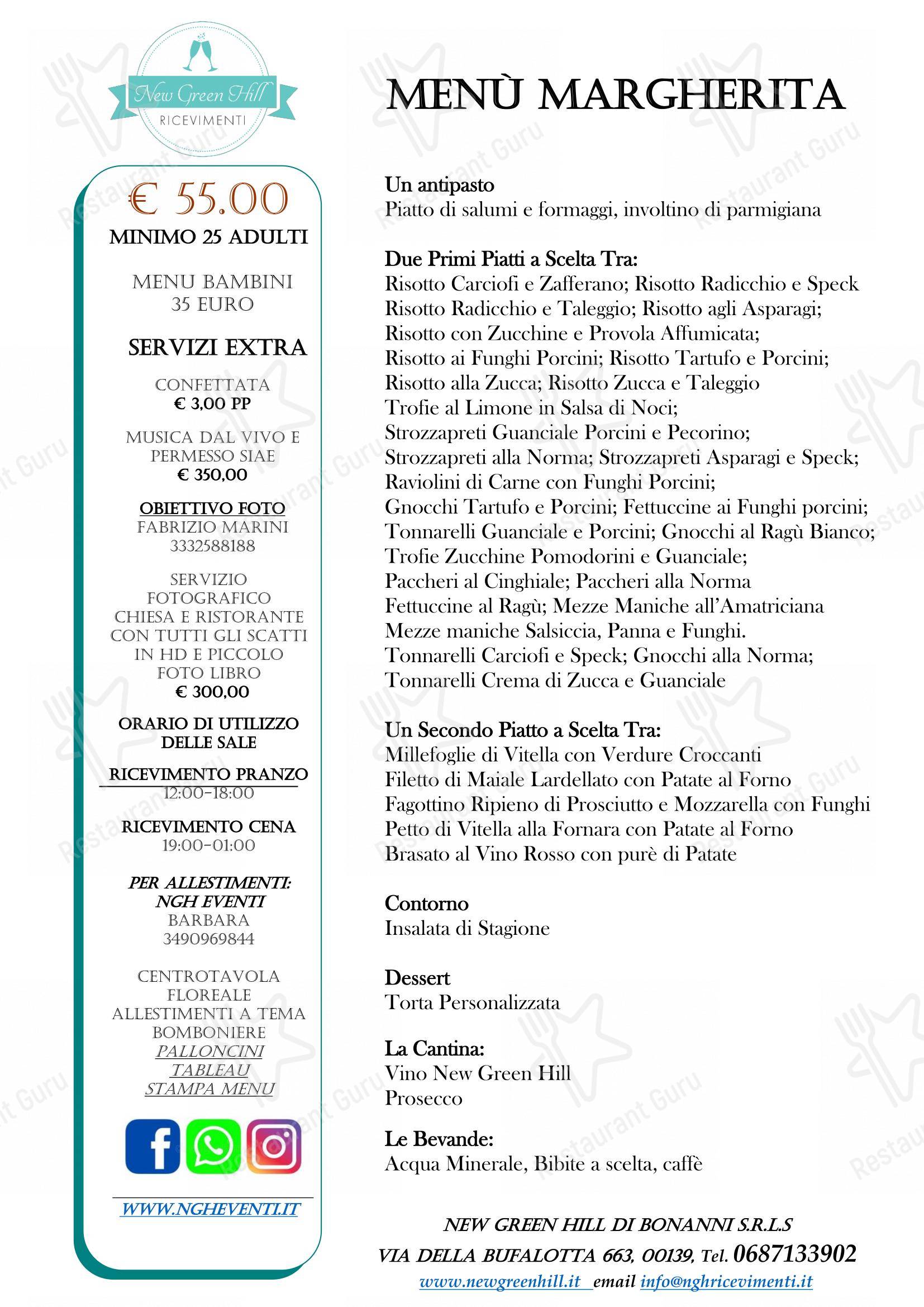 Ristorante New Green Hill in Roma - Menu bar