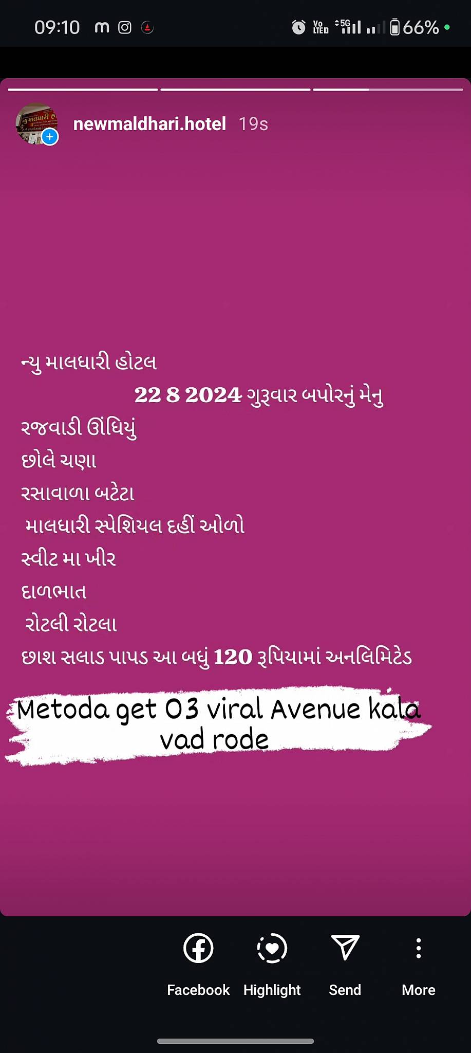New Maldhari Hotel menu