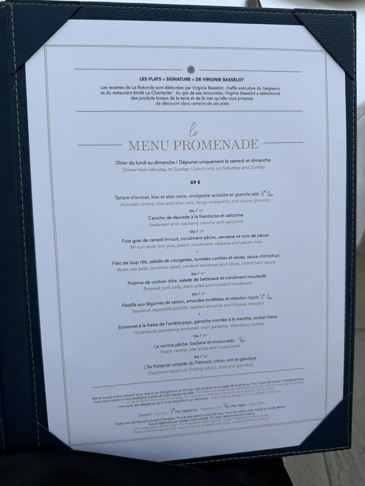 Menu de La Rotonde