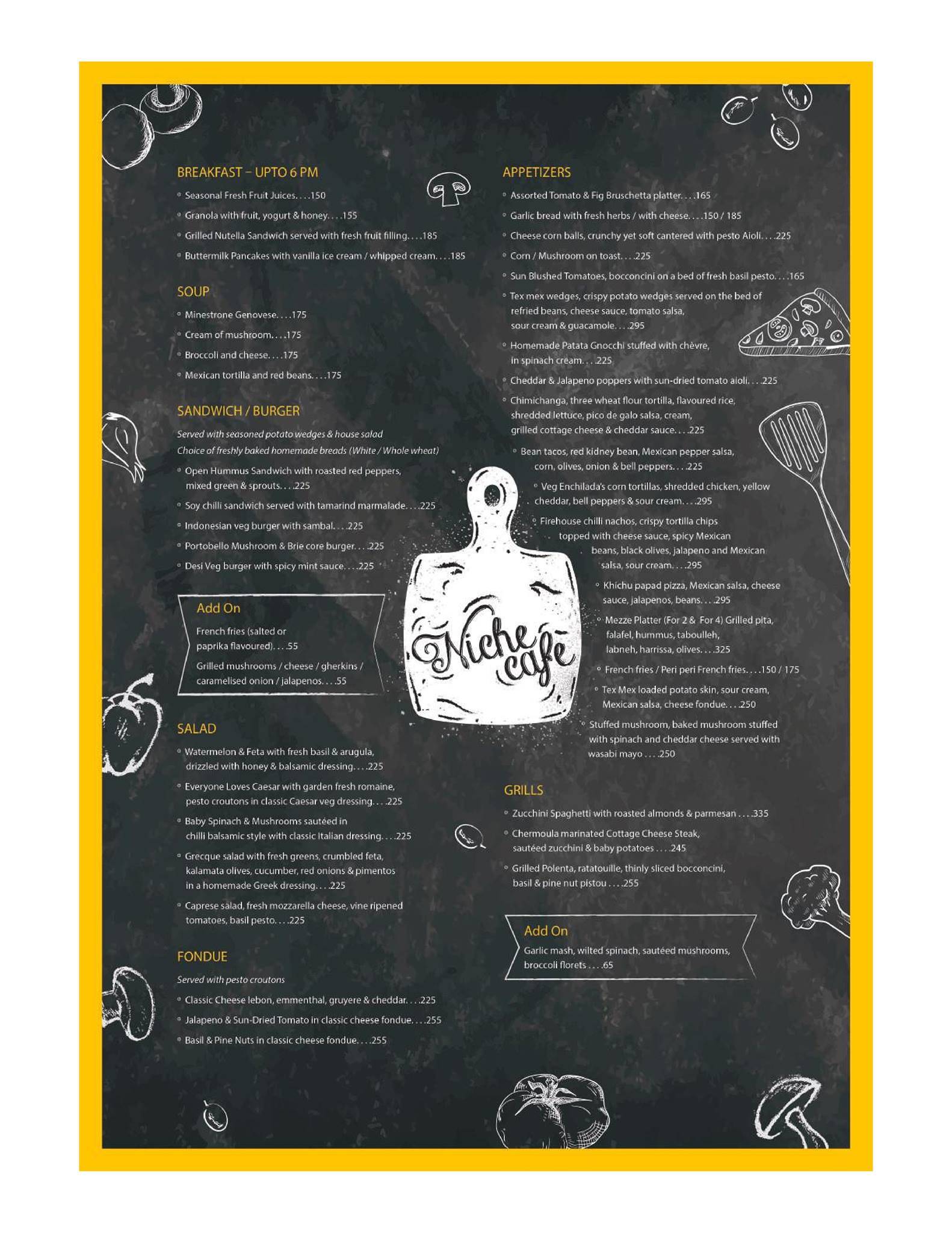 Niche Cafe menu