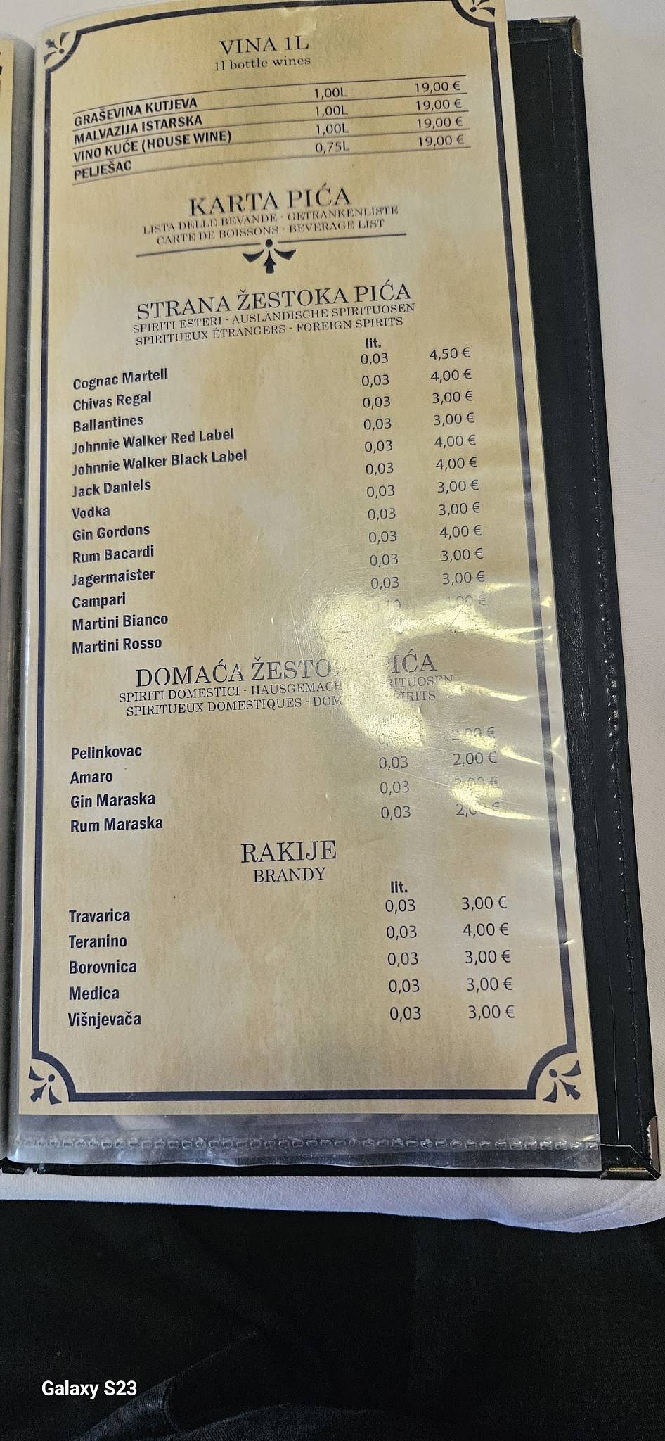 Menu di U.O Aenona 