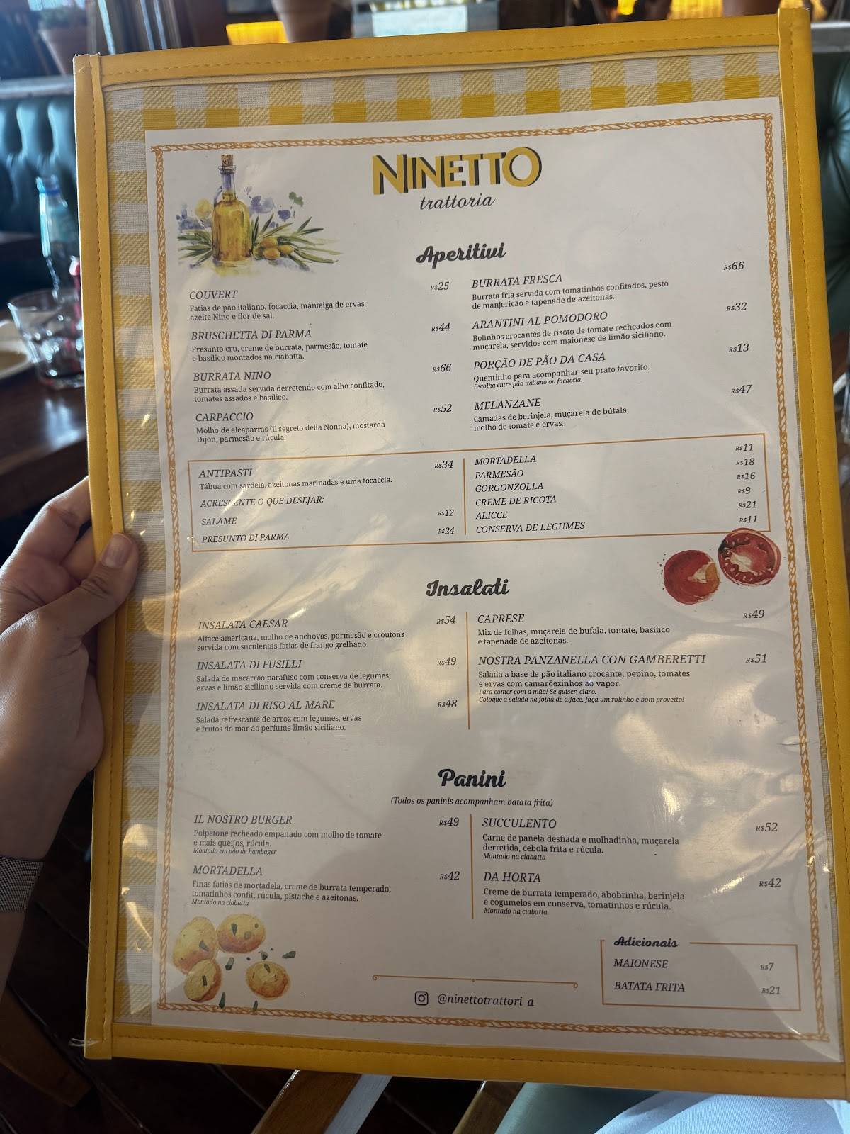 Ninetto Recife cardápio