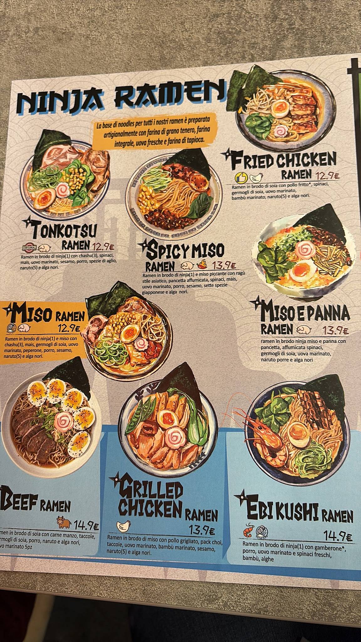 Menu di Ninja Ramen Cremona 