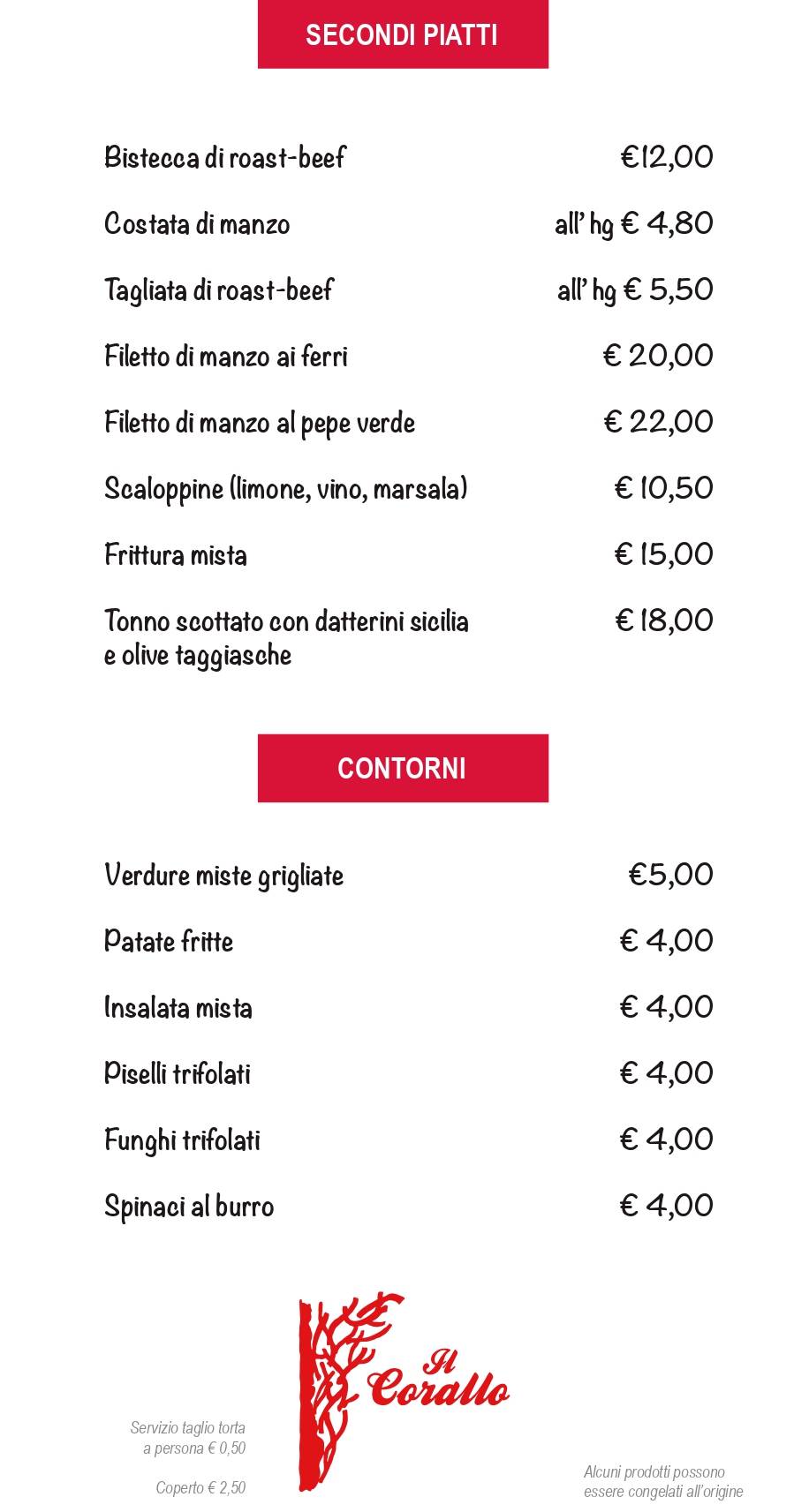 Menu di Pizzeria Il Corallo 