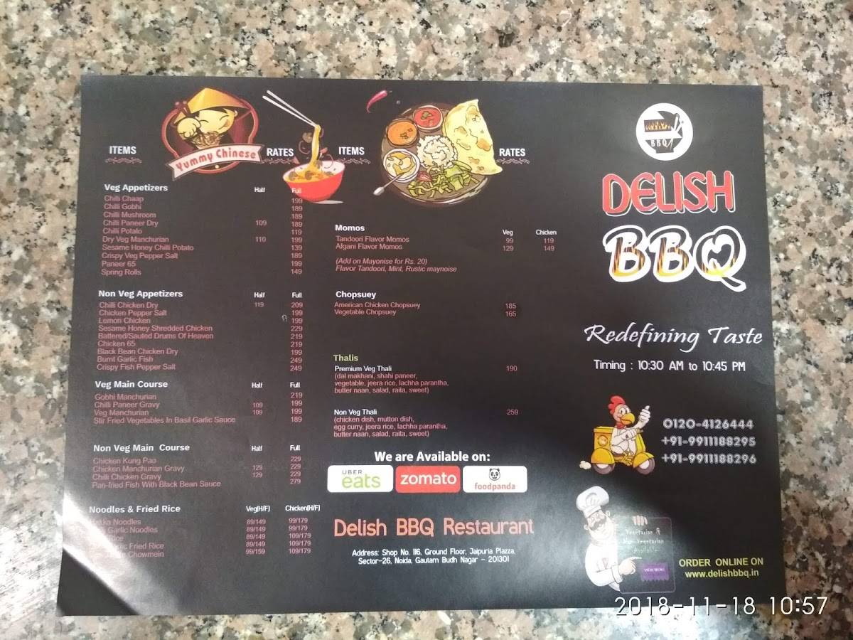 Delish BBQ menu