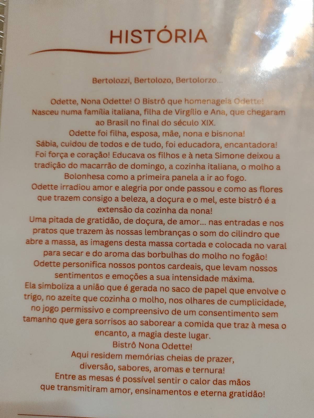 Bistrô Nona Odette cardápio