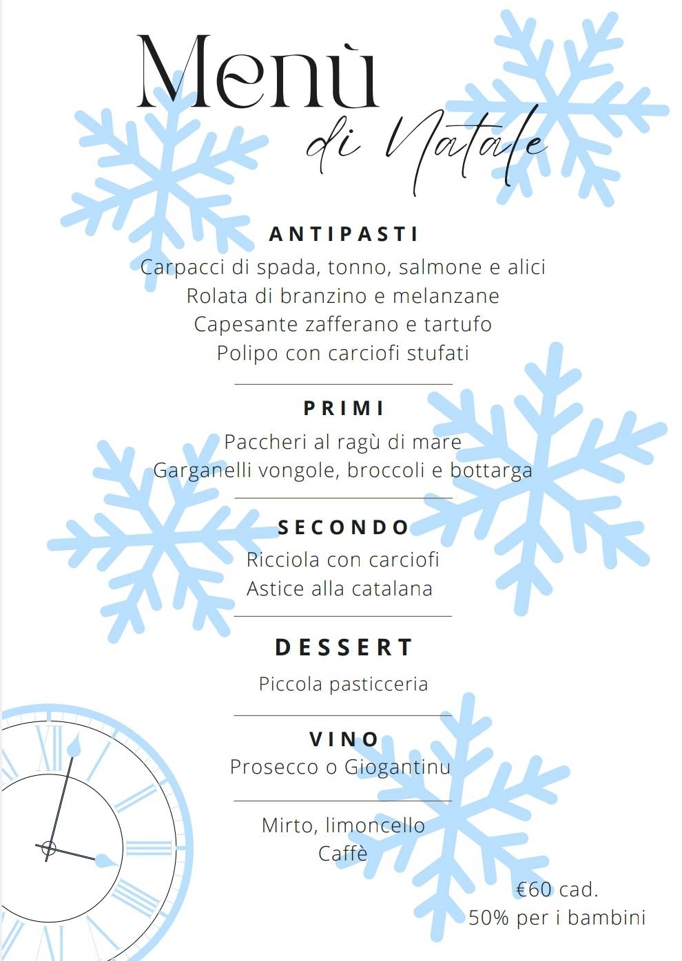 Menu di L'Orologio 
