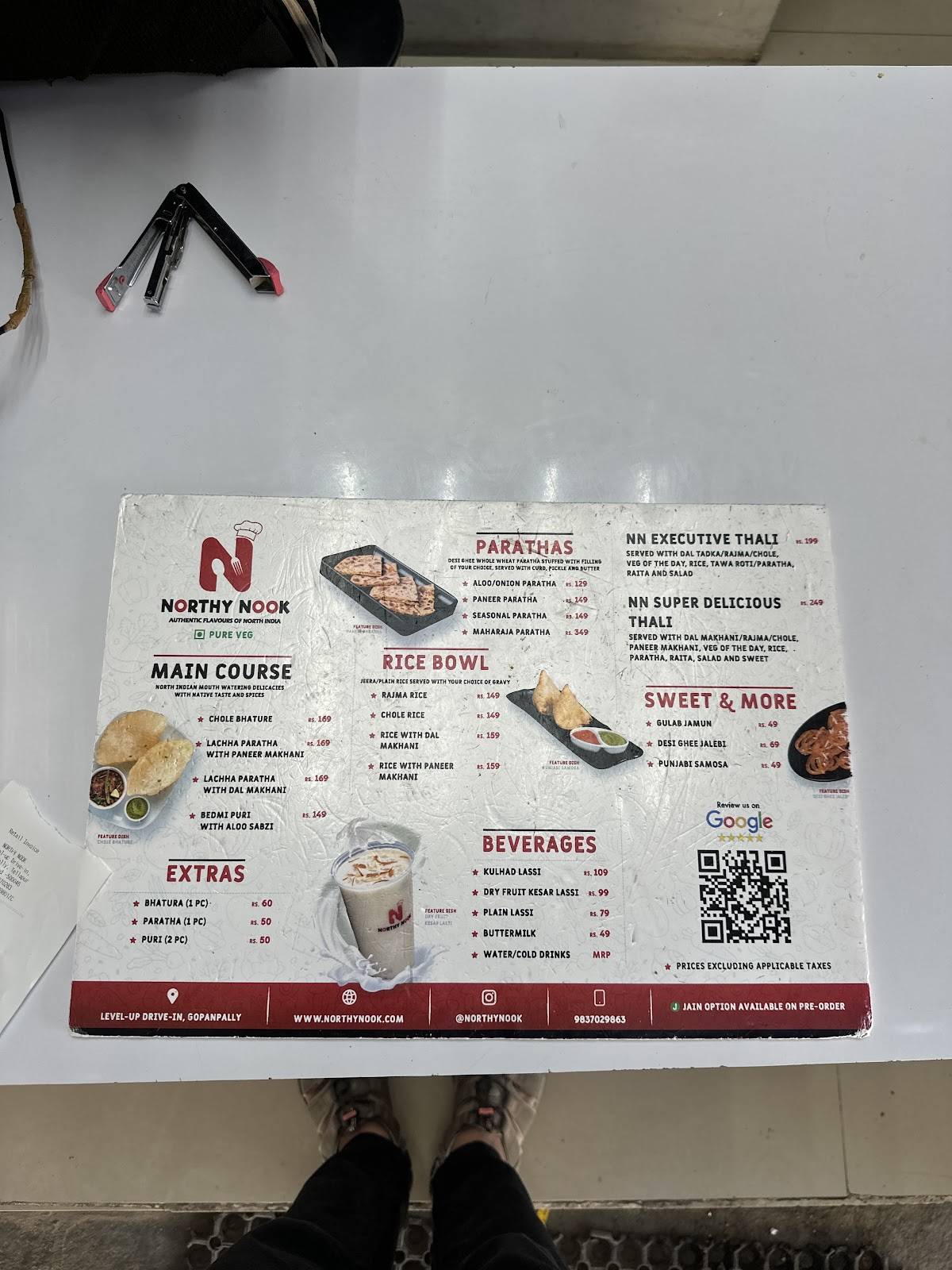 Northy Nook menu