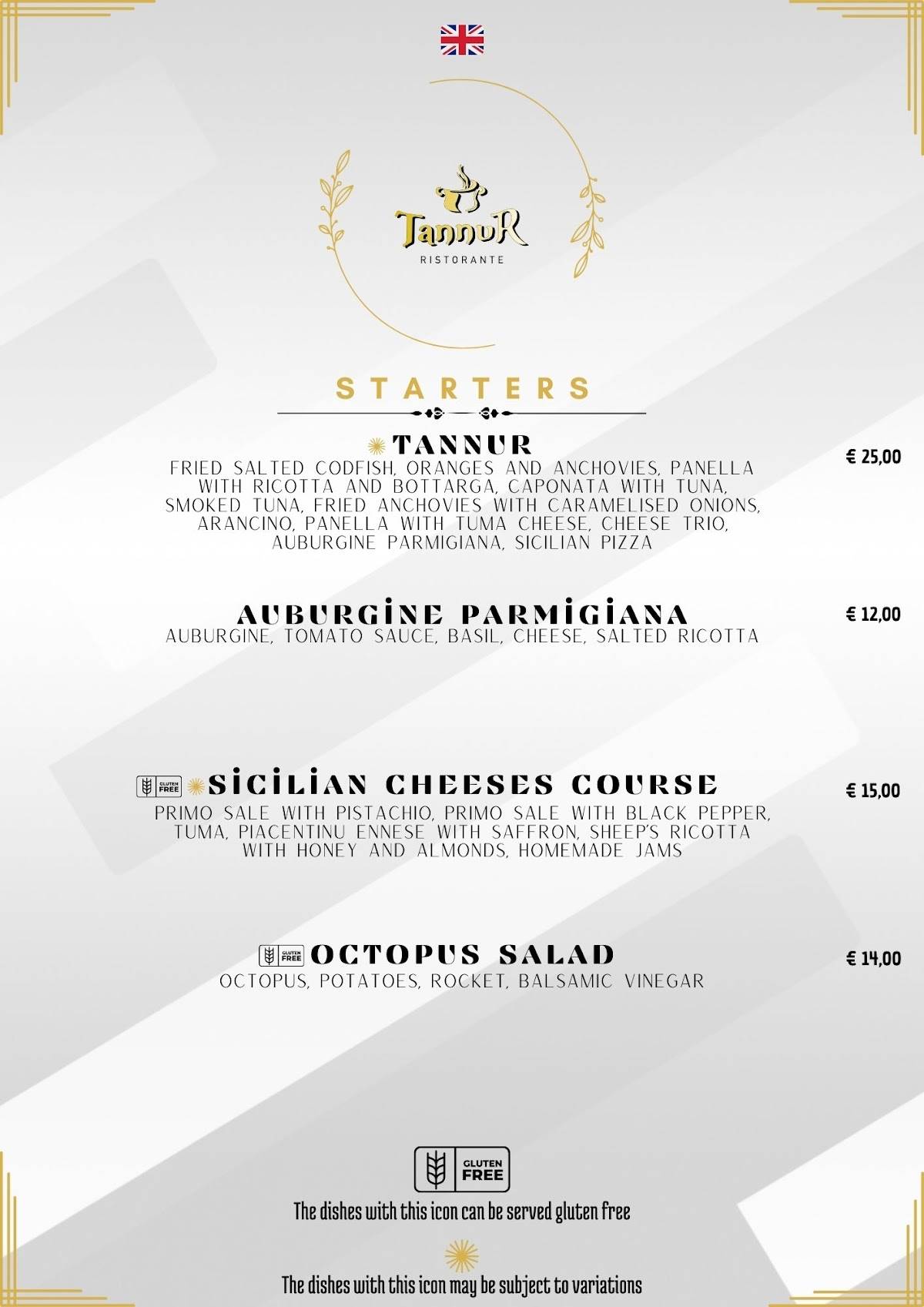 Menu di Ristorante Tannur 