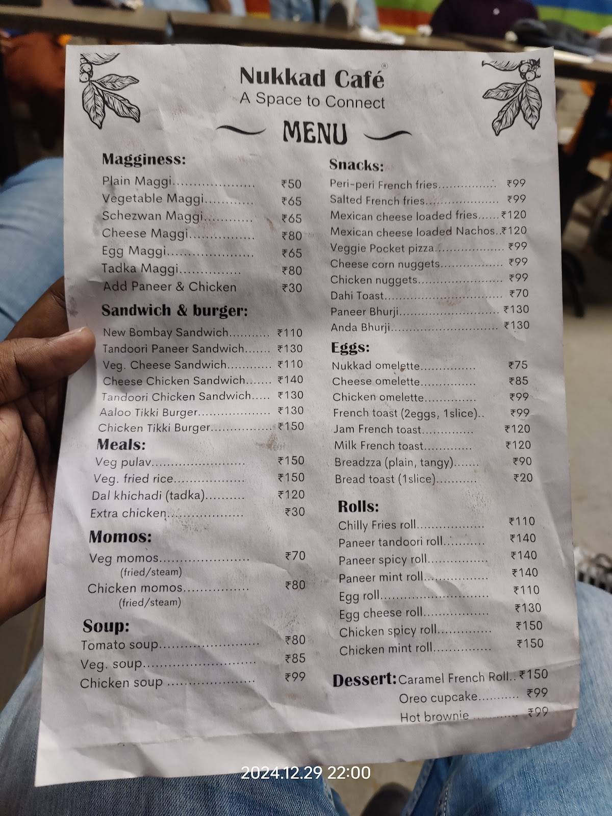 Nukkad Cafe menu