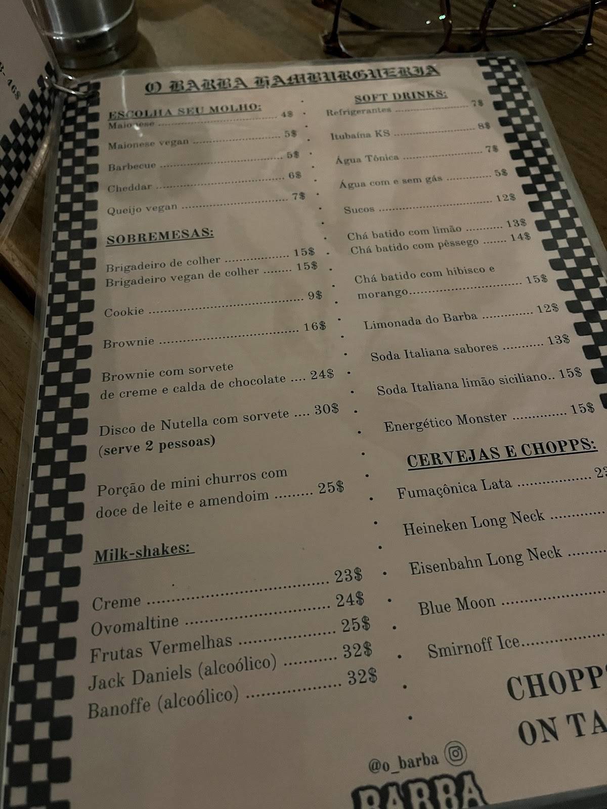 Menu em O Barba Hamburgueria, Curitiba, R. Vicente Machado