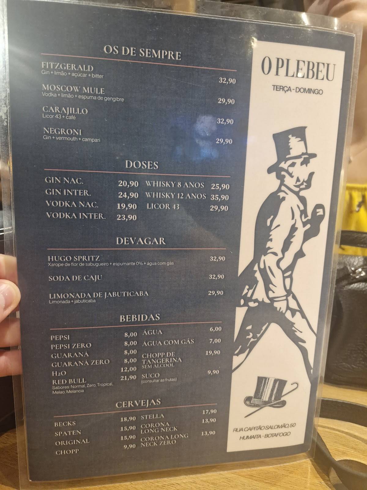 O Plebeu cardápio