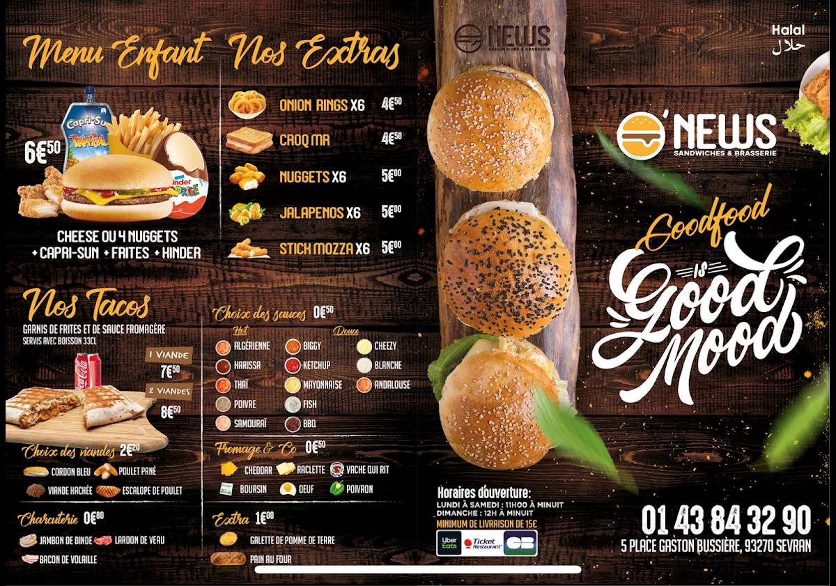 Menu de Ó'News Sevran (news Expresse)